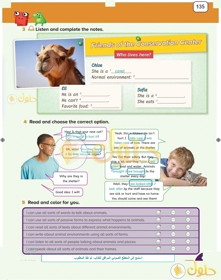 حل كتاب النشاط اللغة الإنجليزية سادس ابتدائي صفحة 135 — Living Things — Activities
