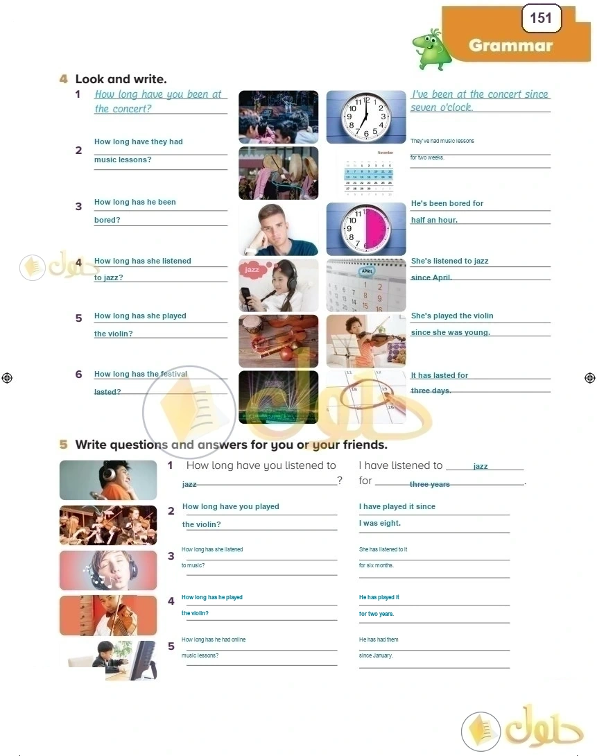 حل كتاب النشاط اللغة الإنجليزية سادس ابتدائي صفحة 151 — Interests — Grammar