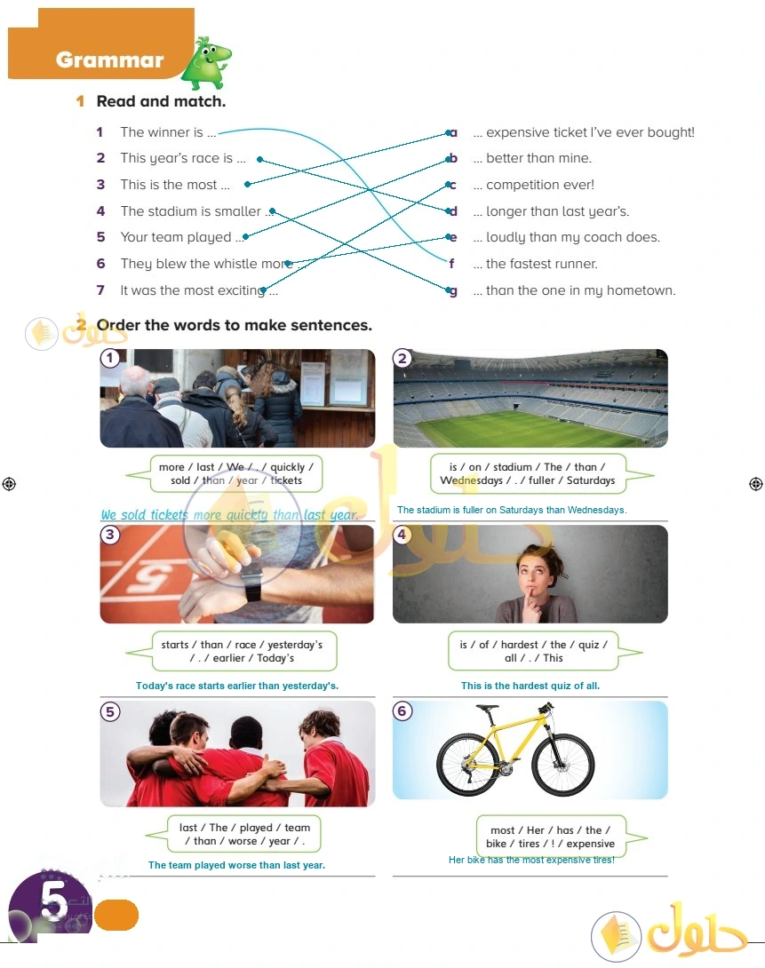 حل كتاب النشاط اللغة الإنجليزية سادس ابتدائي صفحة 174 — World Sports — Grammar