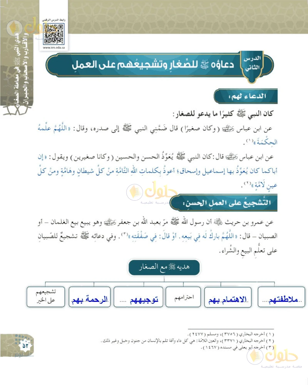 حل الحديث والسيرة للصف السادس الابتدائي صفحة 53
