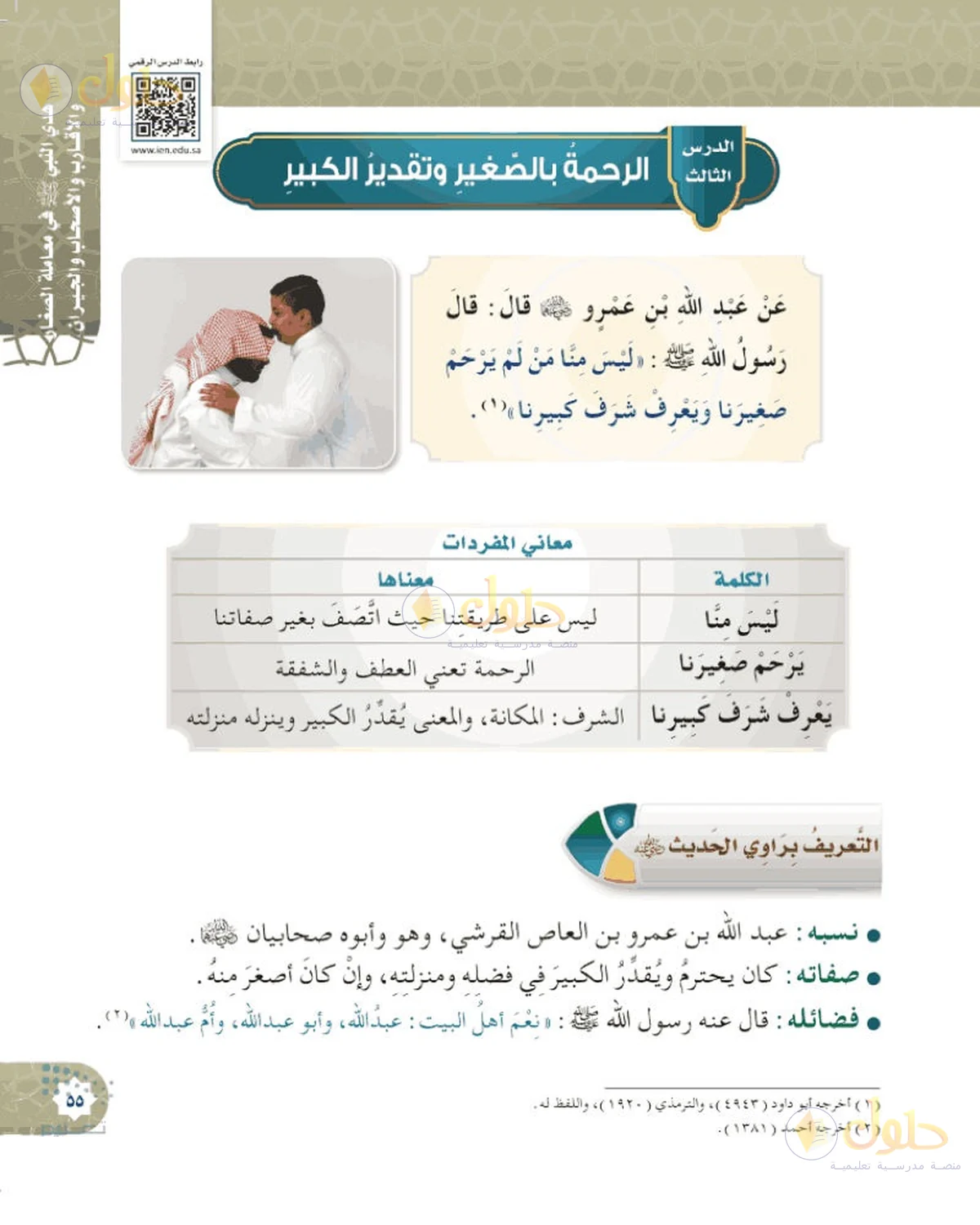 حل الحديث والسيرة للصف السادس الابتدائي صفحة 55