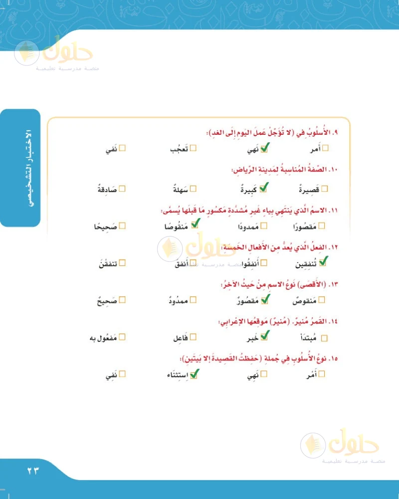 حل لغتي الجميلة للصف السادس الابتدائي صفحة 23: الأسلوب في لا تؤجل عمل اليوم إلى الغد