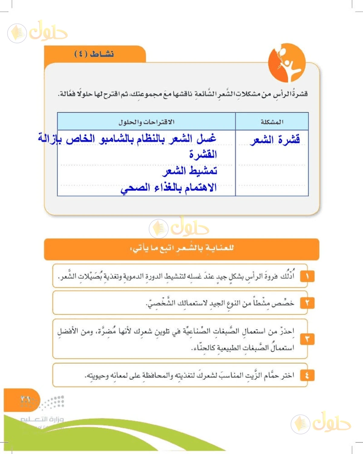 حل المهارات الحياتية والأسرية للصف السادس الابتدائي صفحة 21
