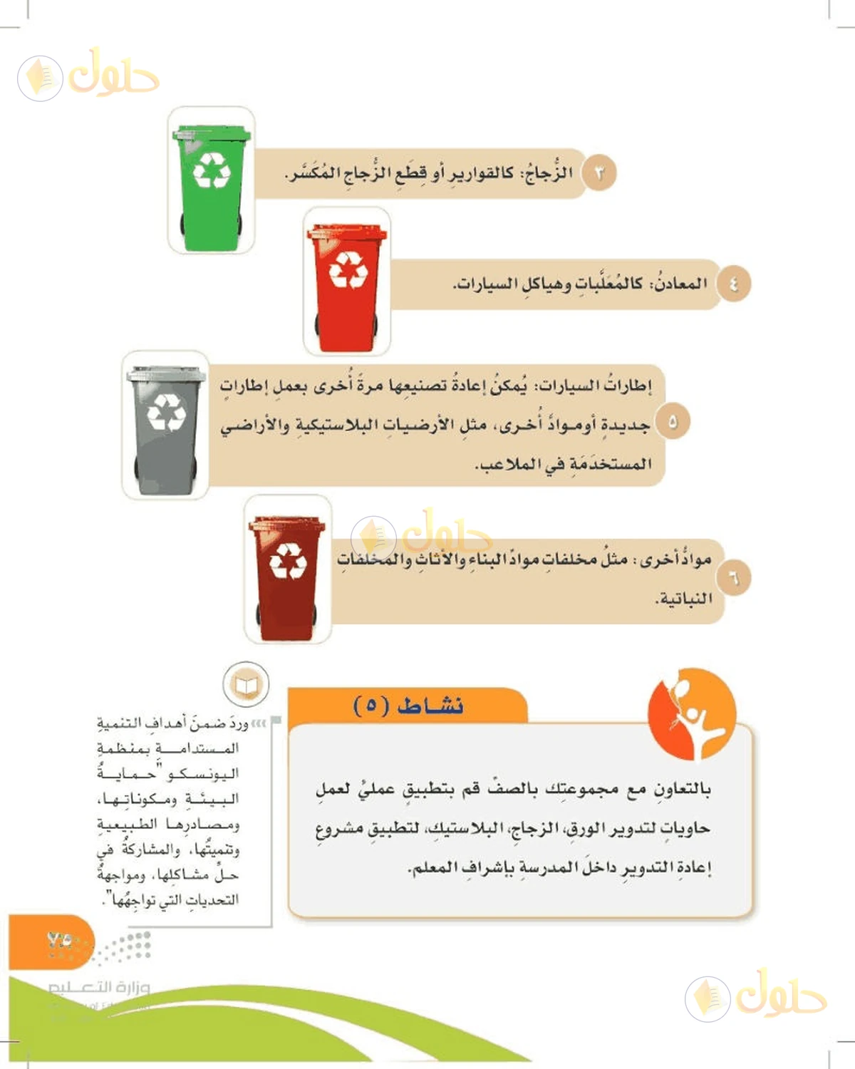 حل المهارات الحياتية والأسرية للصف السادس الابتدائي صفحة 75