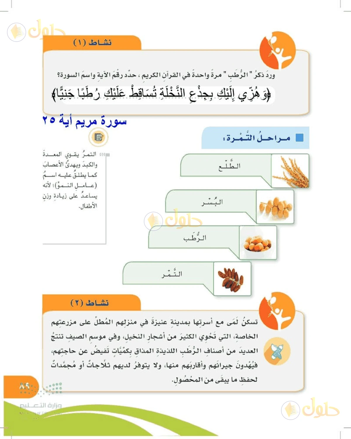 حل المهارات الحياتية والأسرية للصف السادس الابتدائي صفحة 89