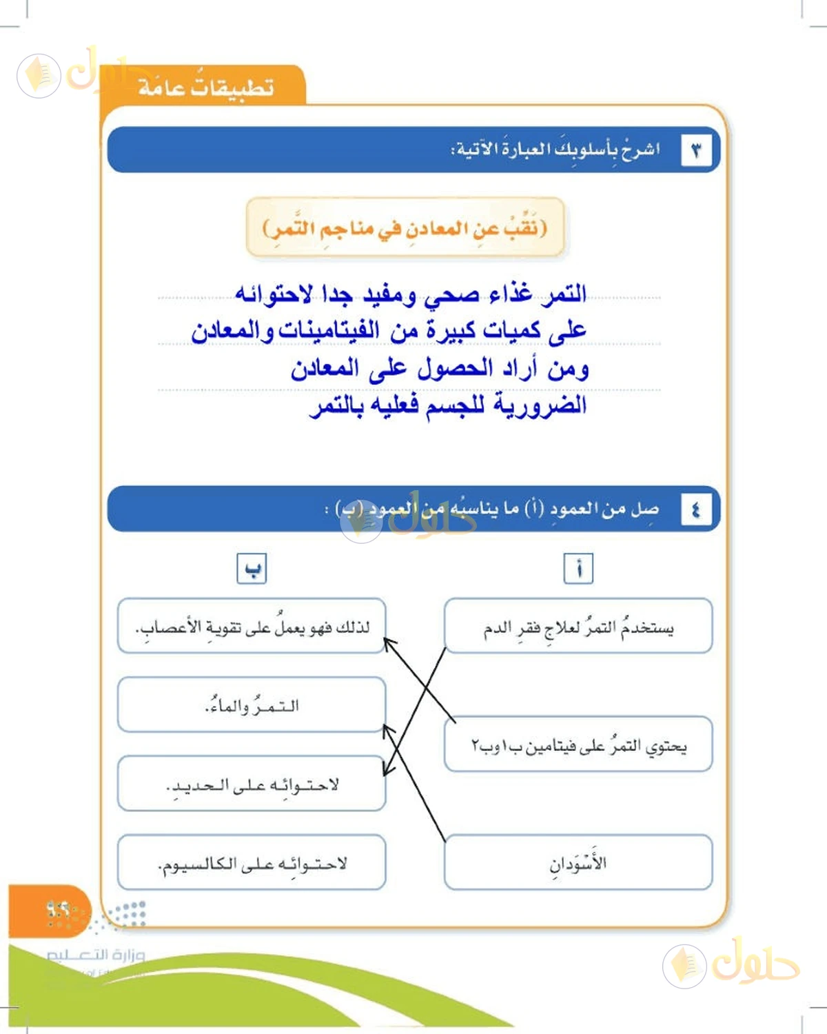 حل المهارات الحياتية والأسرية للصف السادس الابتدائي صفحة 99