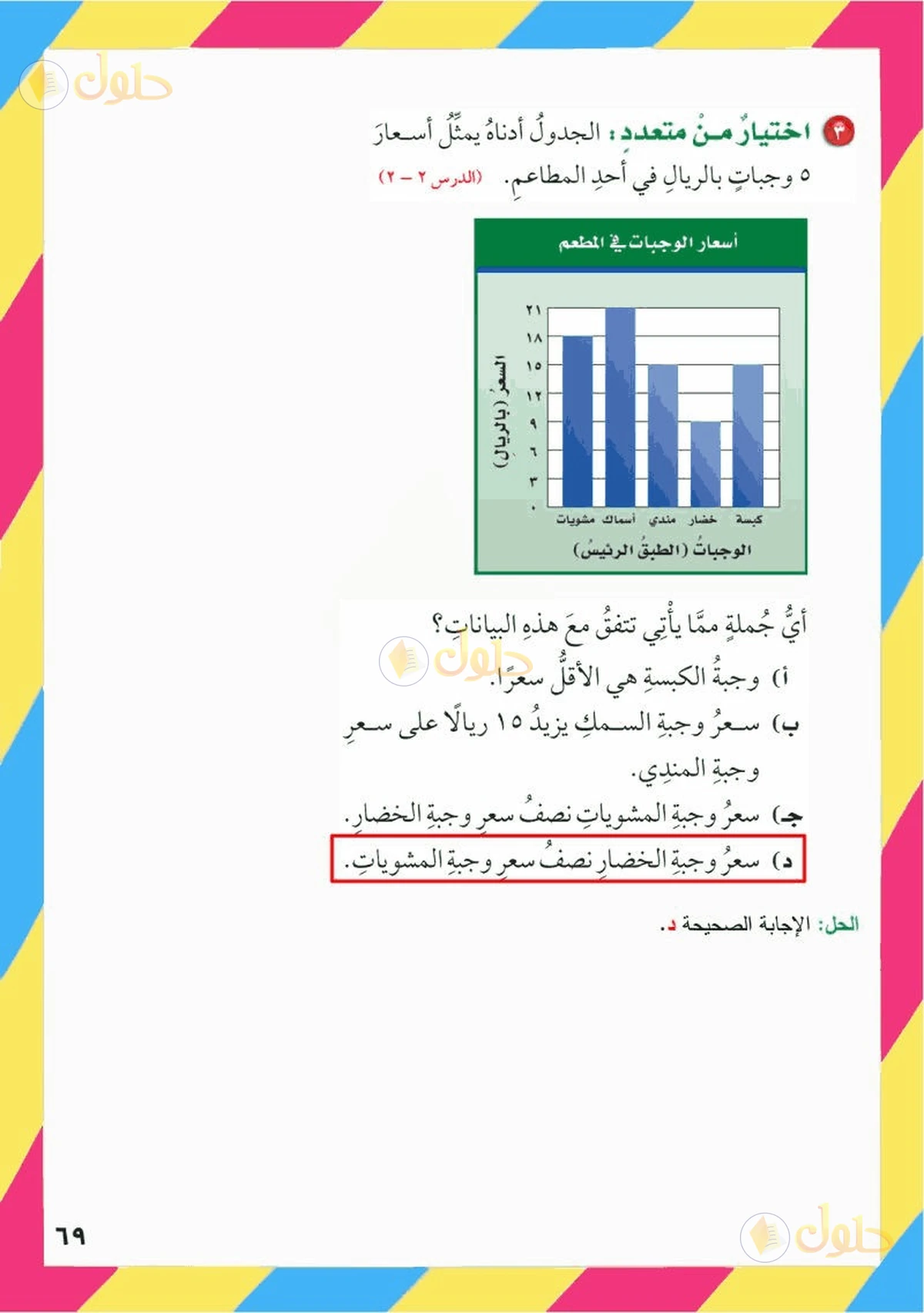 حل رياضيات الصف السادس الابتدائي صفحة 69 الجزء 3