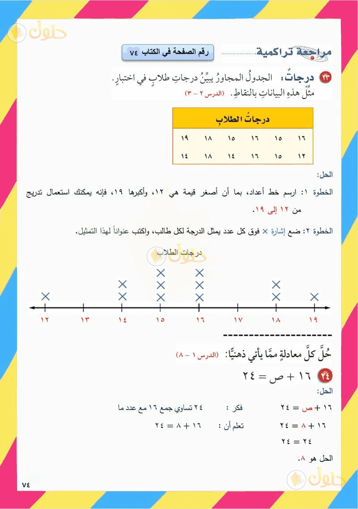 حل رياضيات الصف السادس الابتدائي صفحة 74 الجزء 3