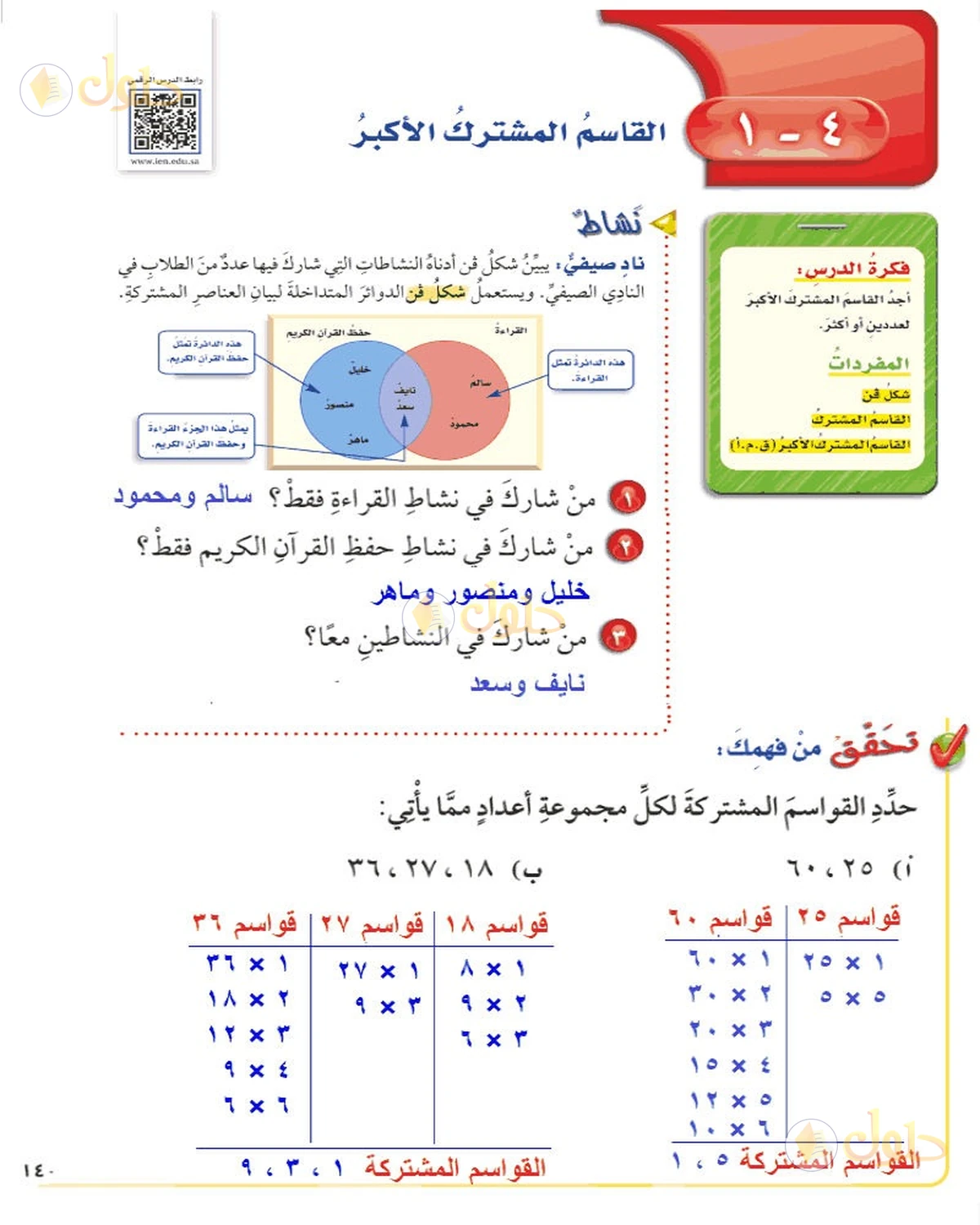حل رياضيات الصف السادس الابتدائي صفحة 140 الجزء 1
