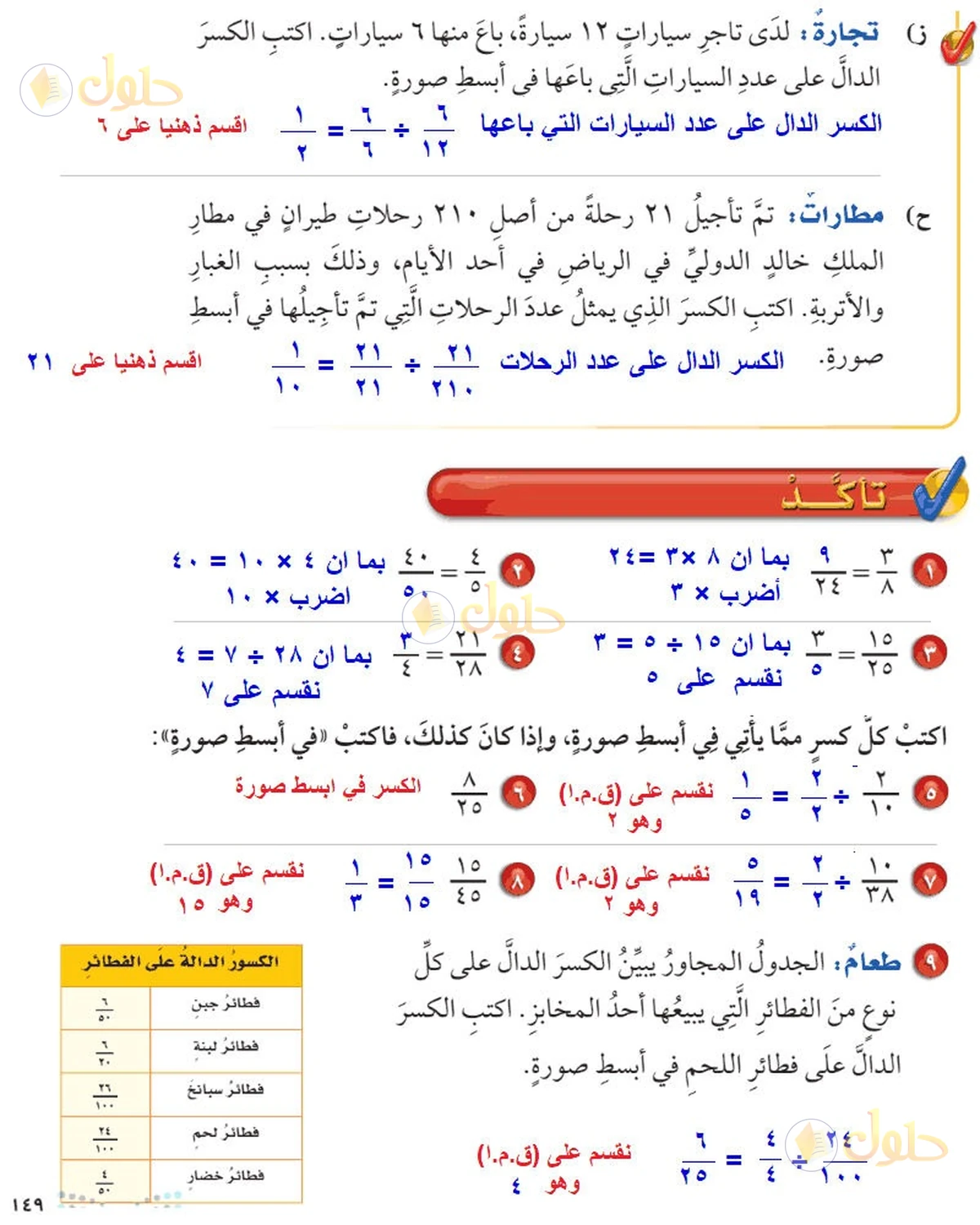 حل رياضيات الصف السادس الابتدائي صفحة 149 الجزء 1