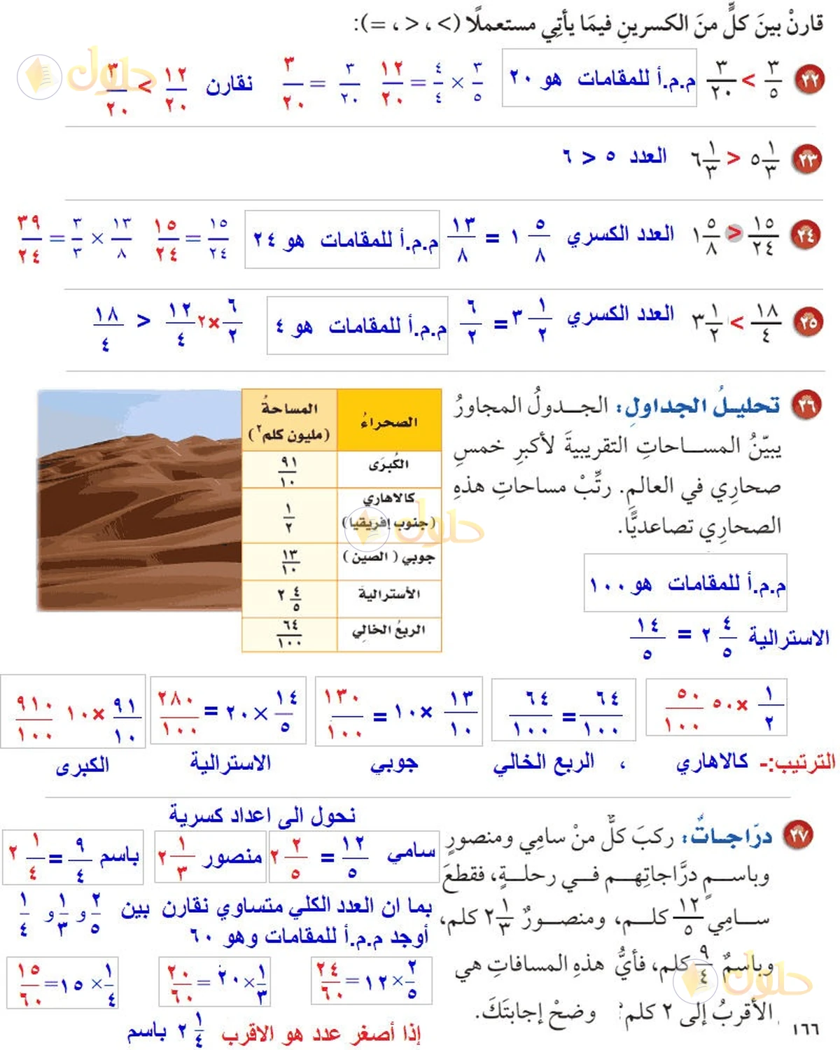 حل رياضيات الصف السادس الابتدائي صفحة 166 الجزء 3