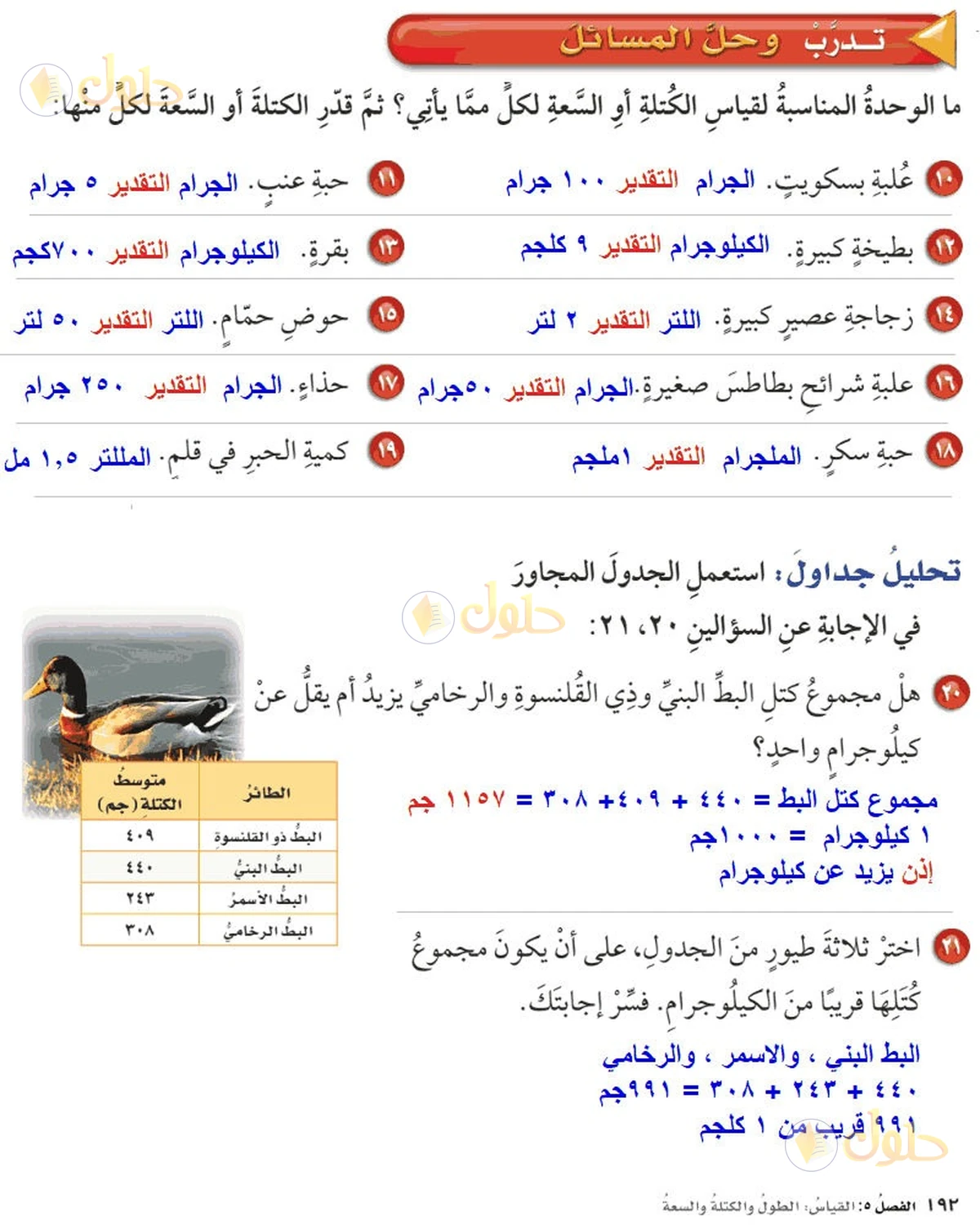 حل رياضيات الصف السادس الابتدائي صفحة 192 الجزء 2