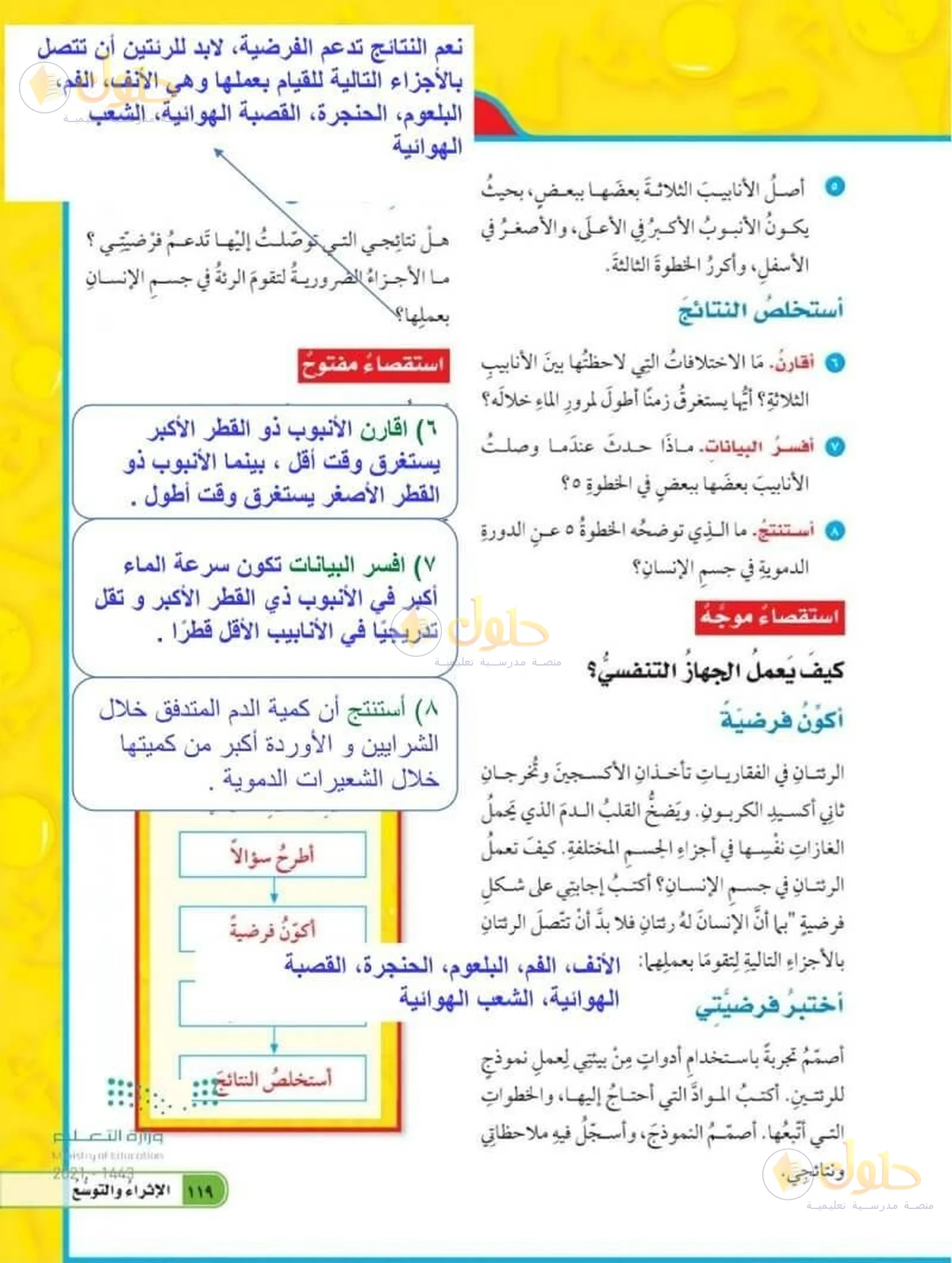 حل العلوم للصف السادس الابتدائي صفحة 119