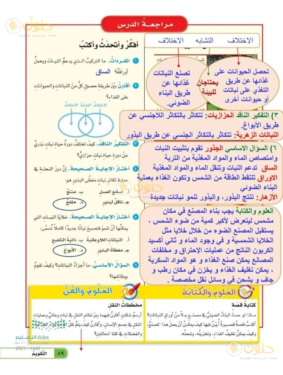 حل العلوم للصف السادس الابتدائي صفحة 89 — الجزء 1