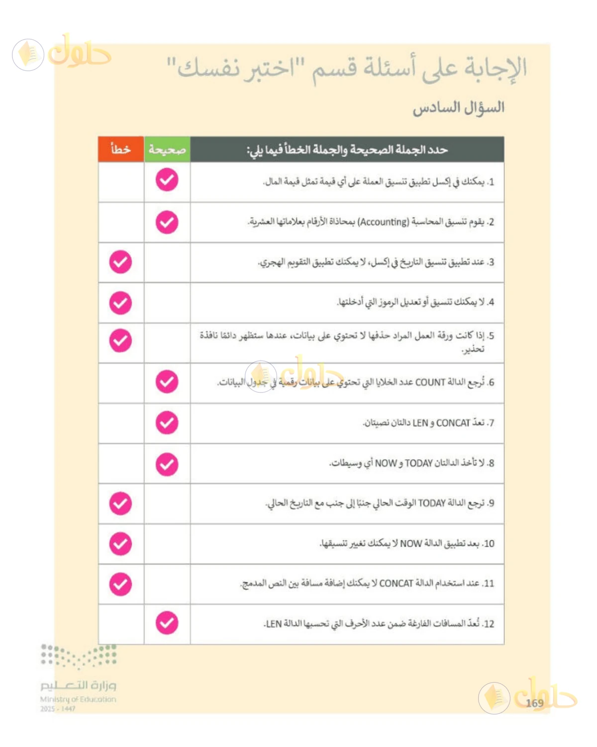 حل المهارات الرقمية للصف الأول المتوسط صفحة 169