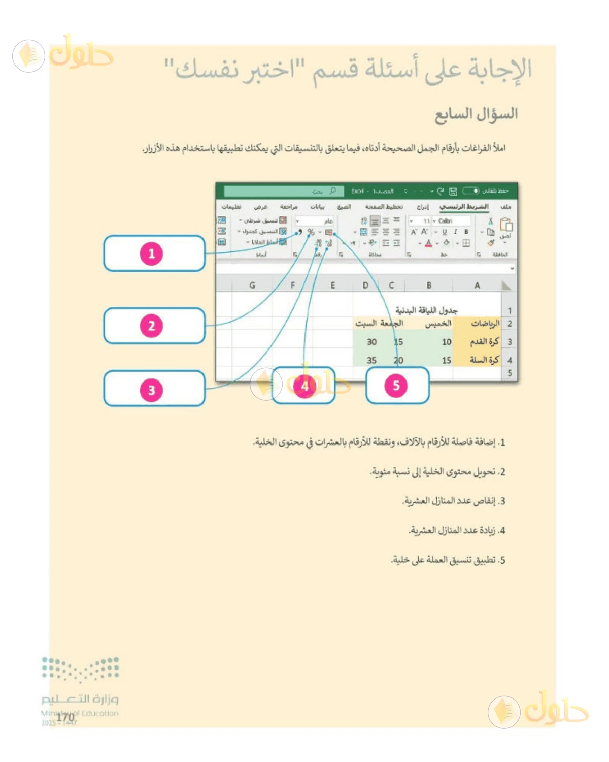 حل المهارات الرقمية للصف الأول المتوسط صفحة 170