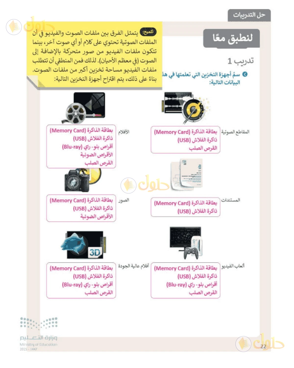 حل المهارات الرقمية للصف الأول المتوسط صفحة 22