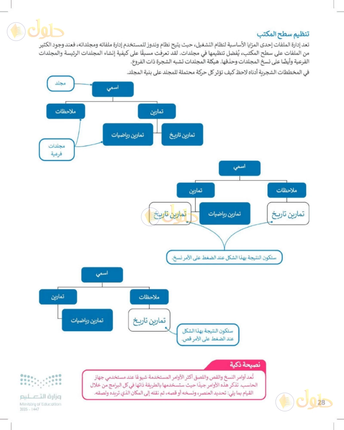 حل المهارات الرقمية للصف الأول المتوسط صفحة 28