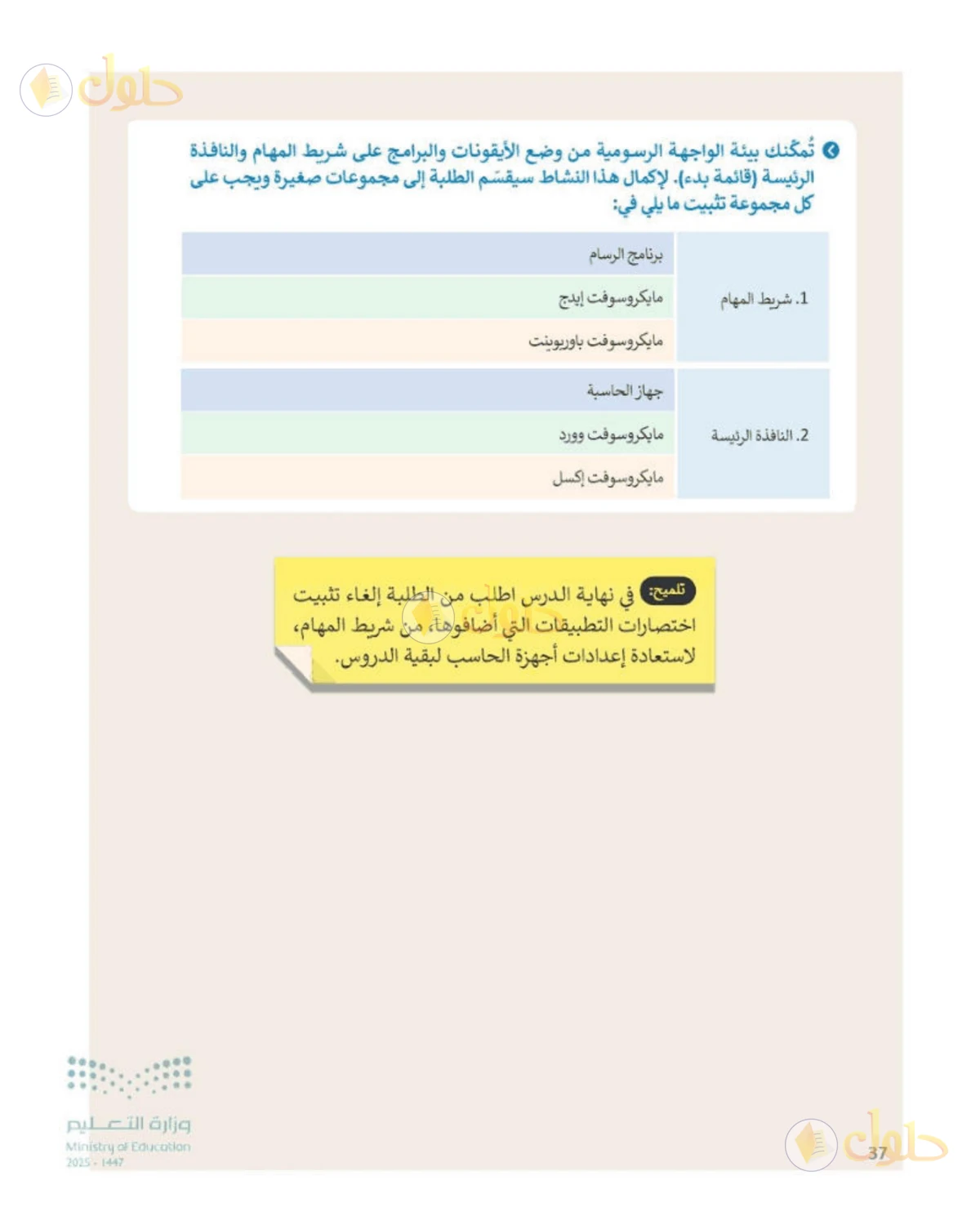 حل المهارات الرقمية للصف الأول المتوسط صفحة 37، الجزء 2