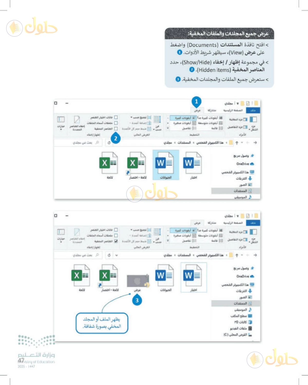 حل المهارات الرقمية للصف الأول المتوسط صفحة 47