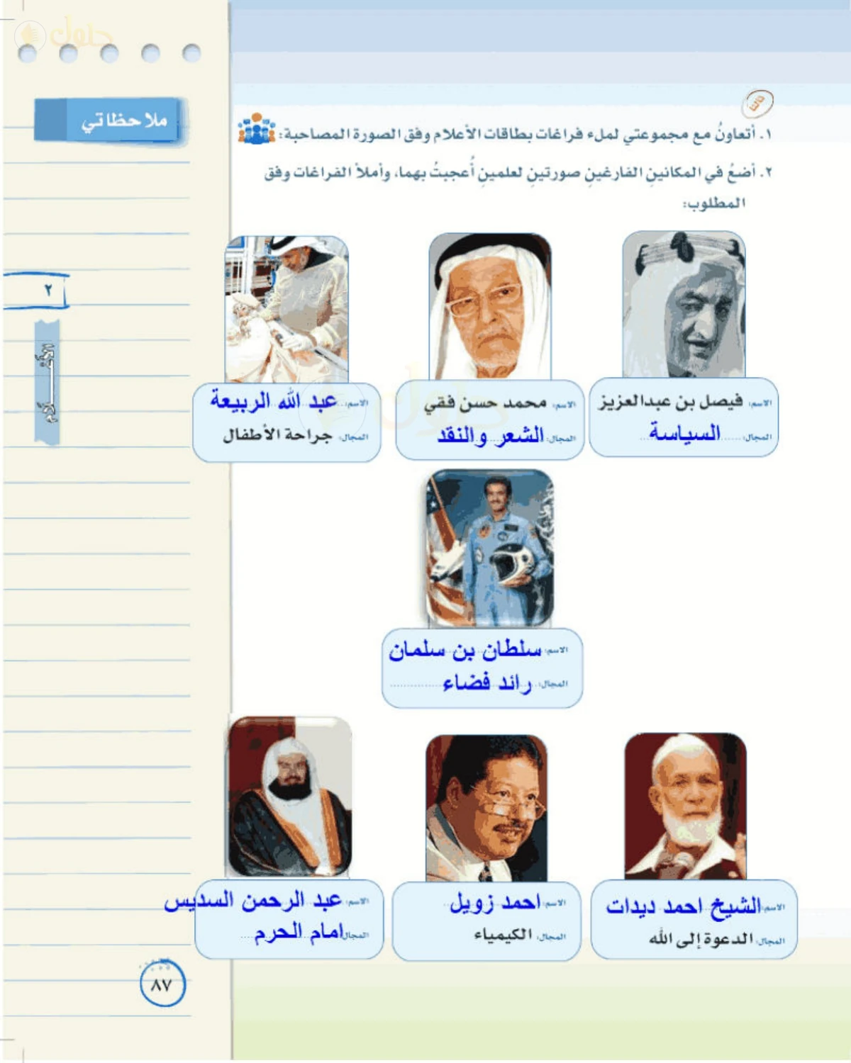 حل لغتي الخالدة للصف الأول المتوسط صفحة 87
