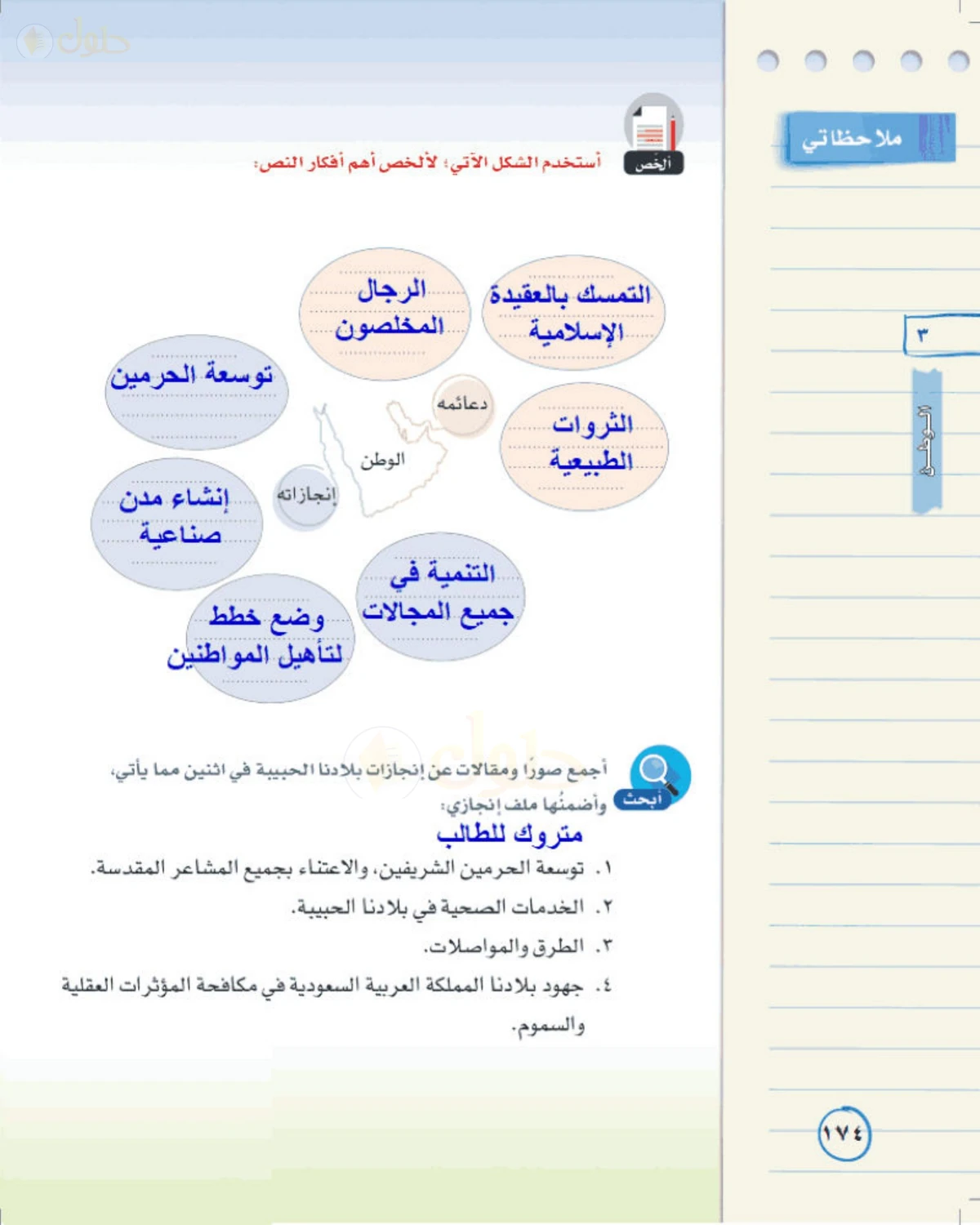 حل لغتي الخالدة للصف الأول المتوسط صفحة 174