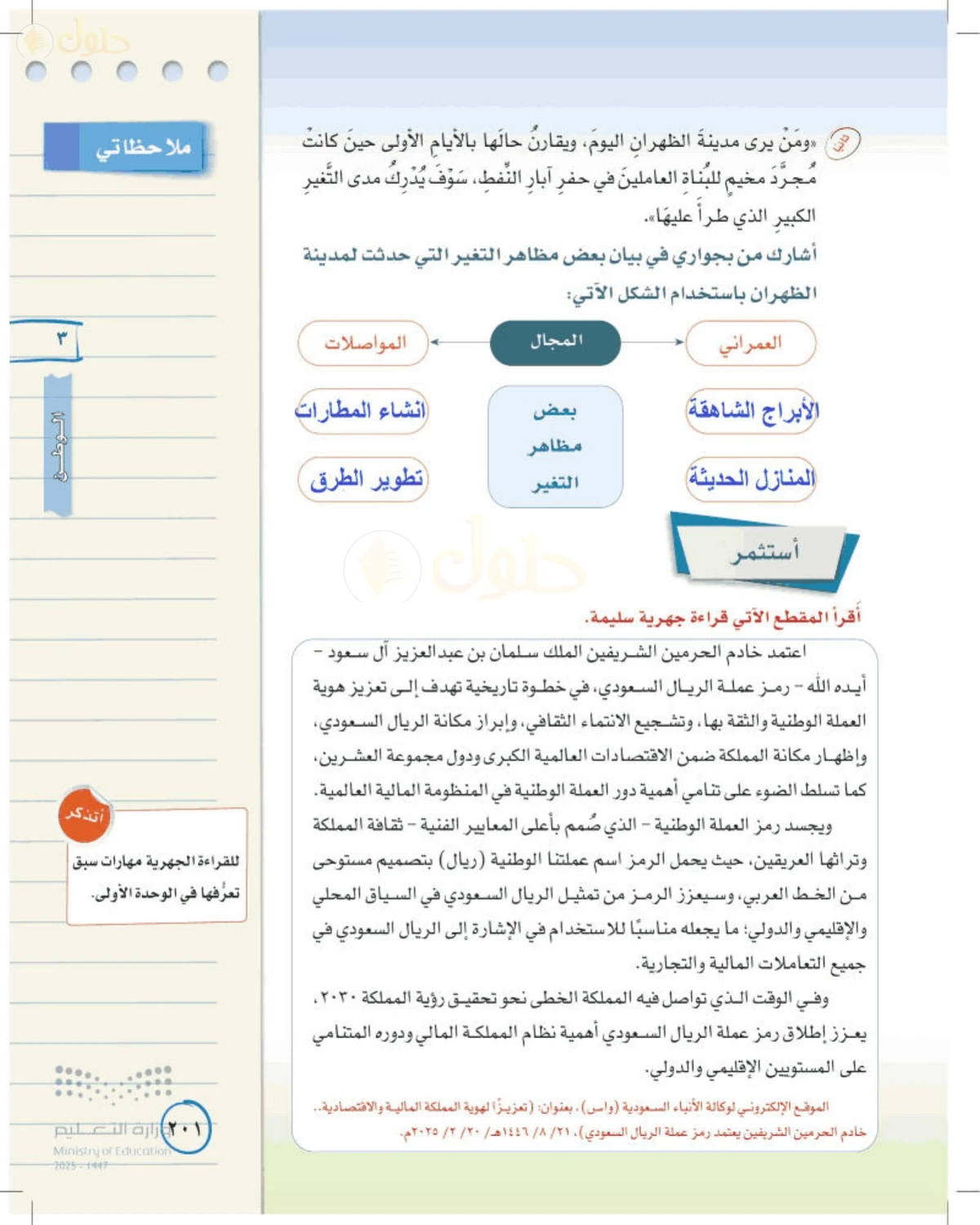 حل لغتي الخالدة للصف الأول المتوسط صفحة 201