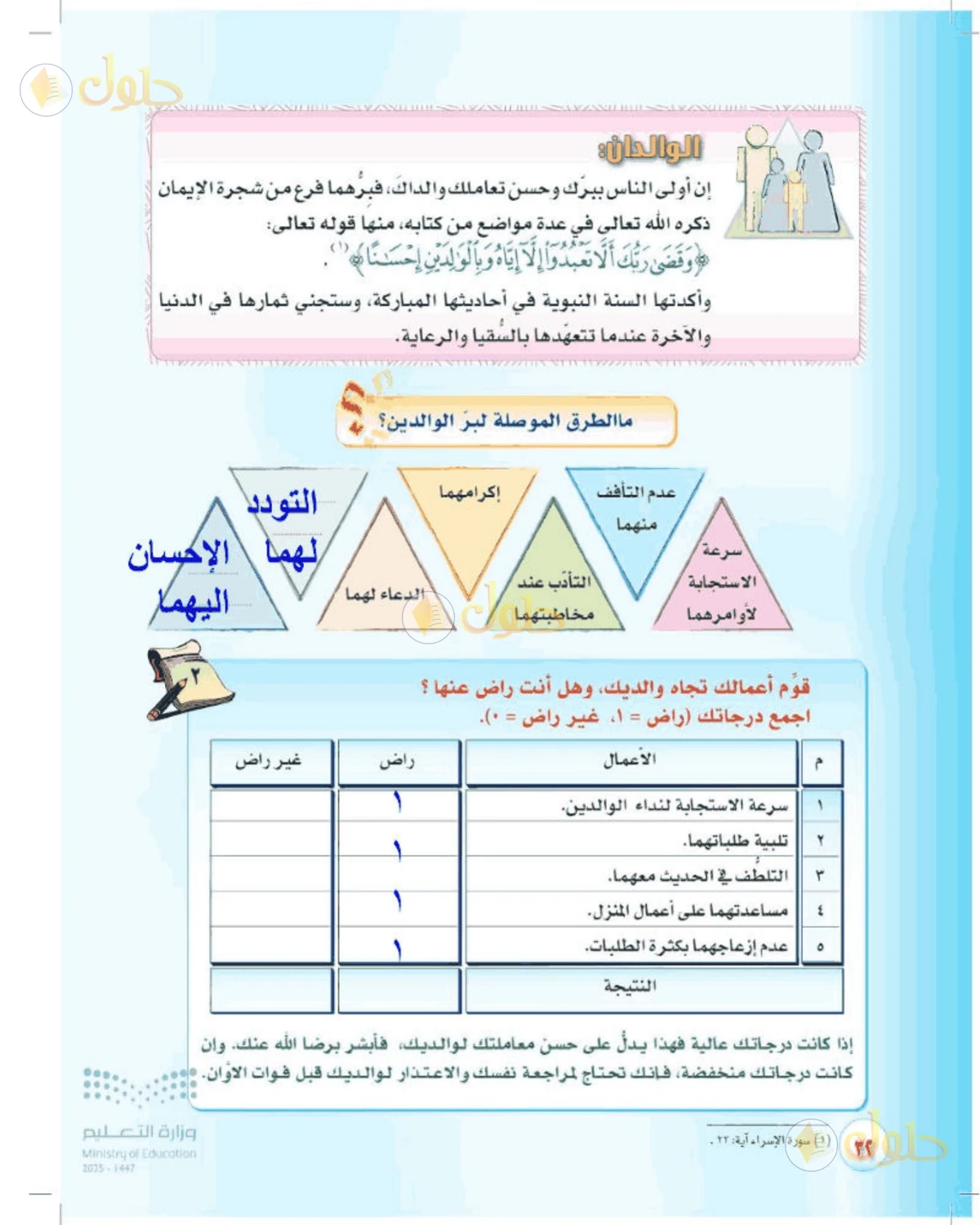 حل المهارات الحياتية والأسرية للصف الأول المتوسط صفحة 32