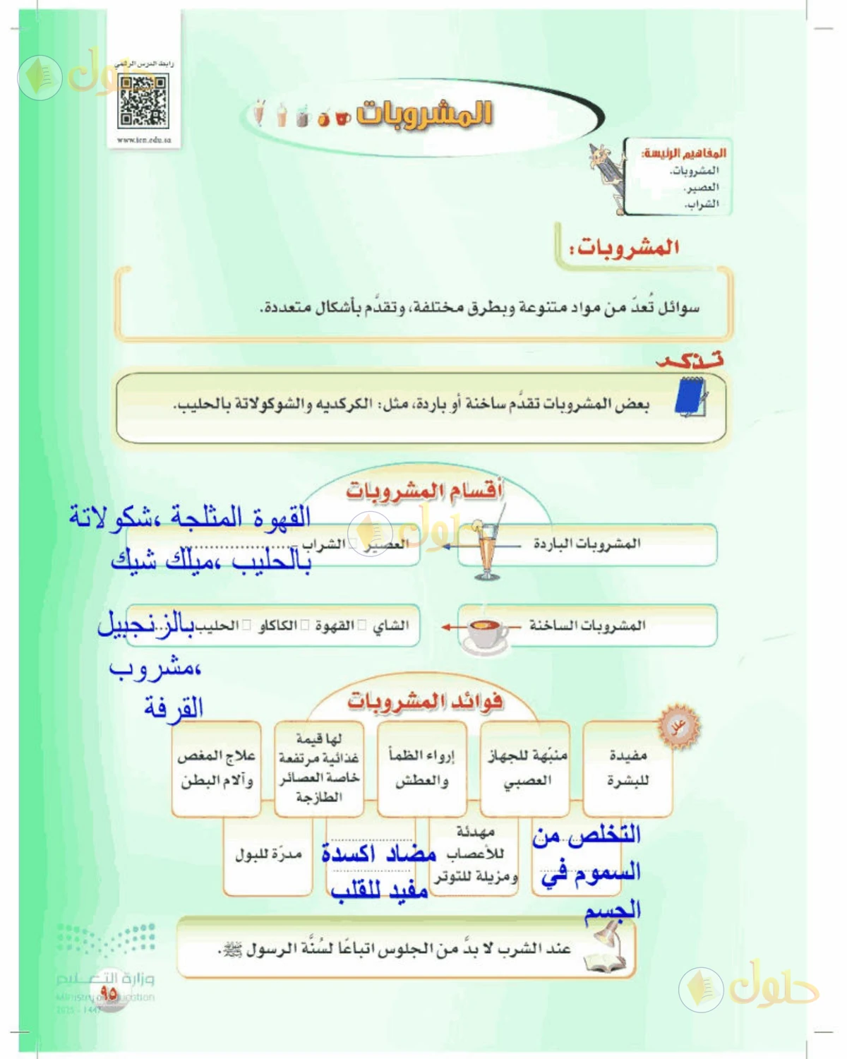حل المهارات الحياتية والأسرية للصف الأول المتوسط صفحة 95