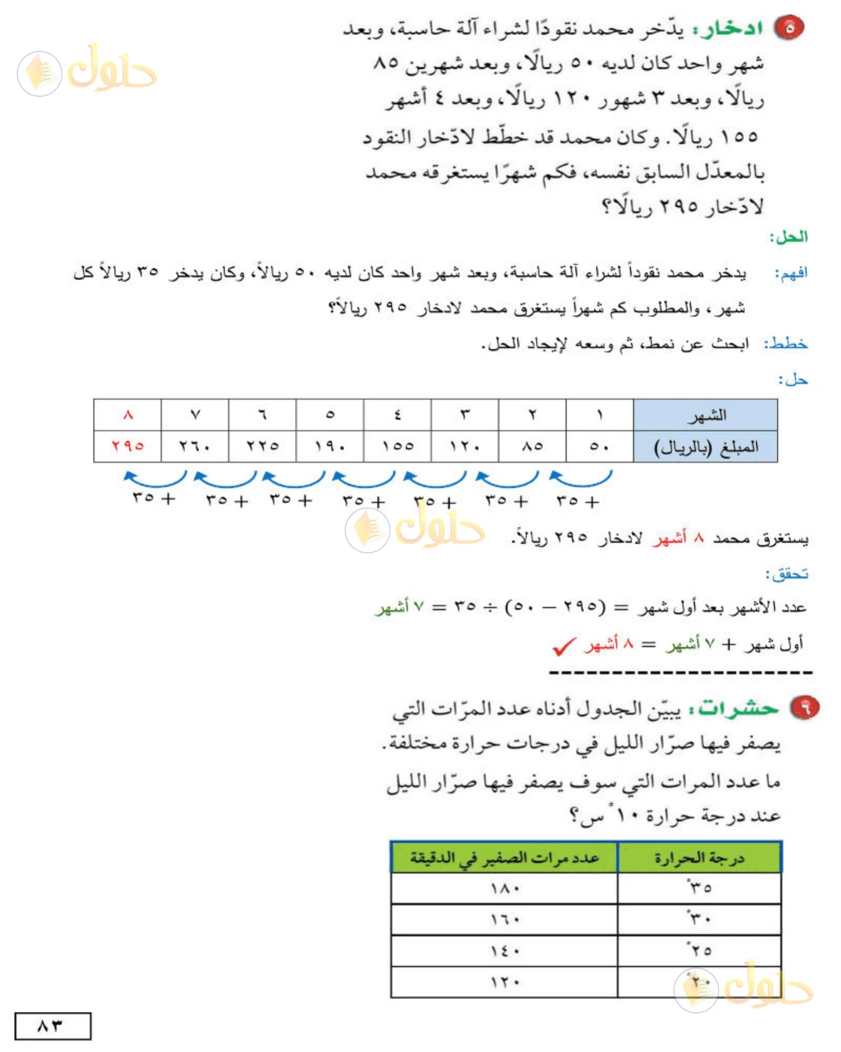 حل الرياضيات للصف الأول المتوسط صفحة 83 - الجزء 2