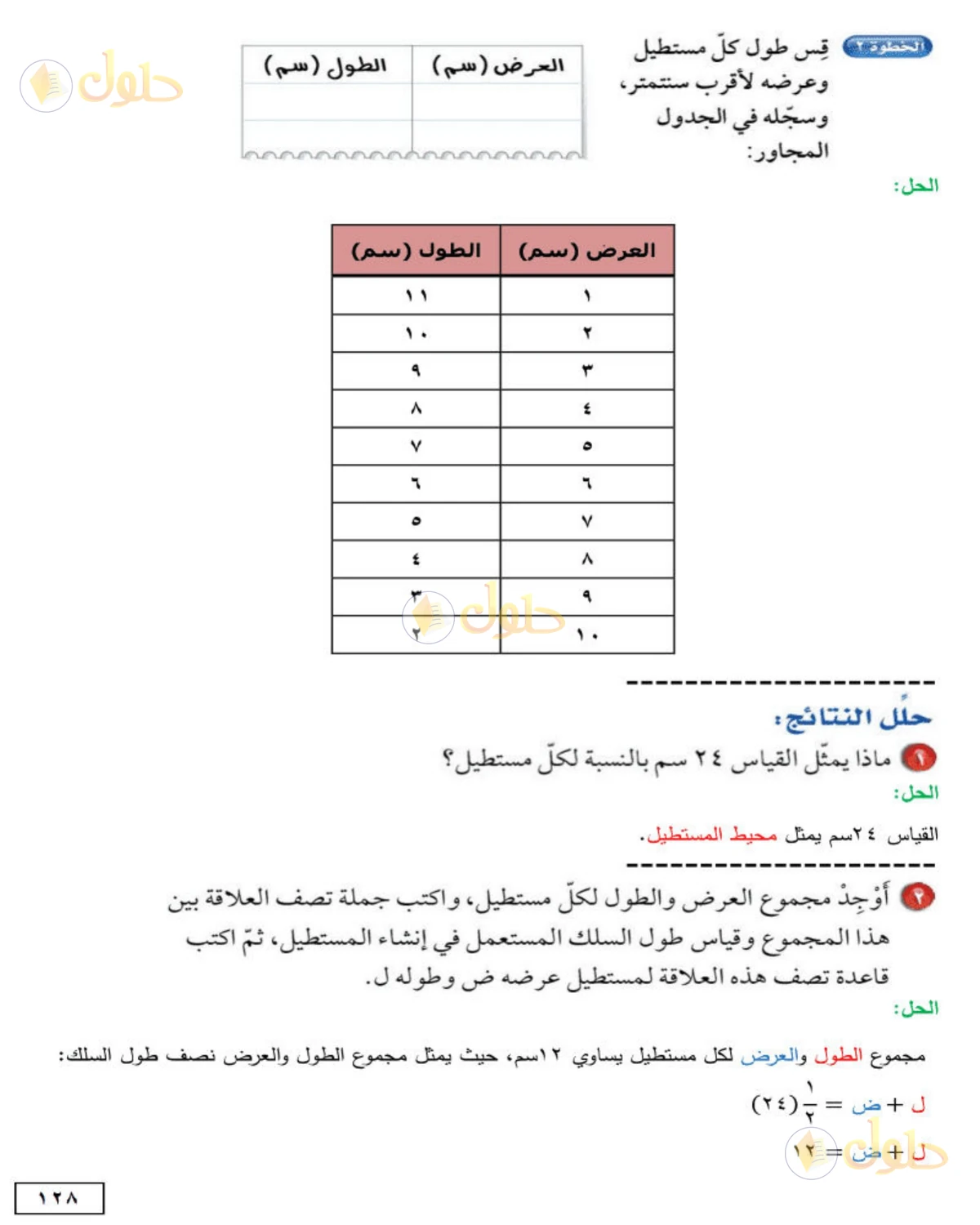 حل الرياضيات للصف الأول المتوسط صفحة 128 - الجزء 2