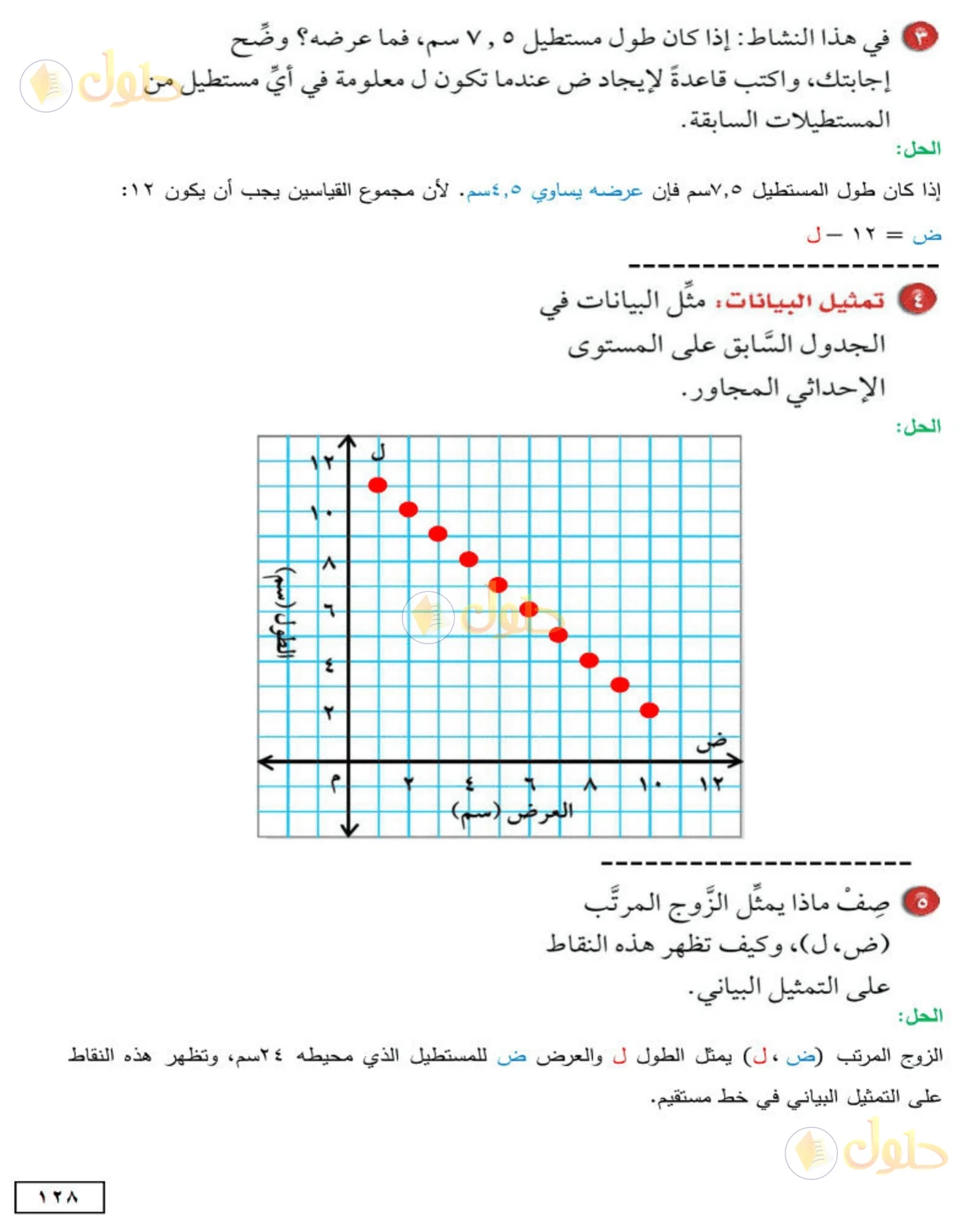 حل الرياضيات للصف الأول المتوسط صفحة 128 - الجزء 3