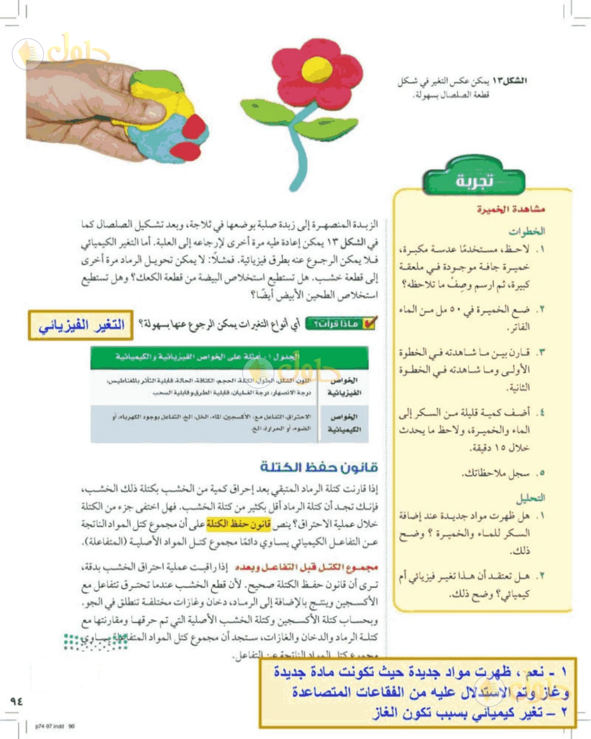 حل علوم الصف الأول المتوسط صفحة 94 الجزء 1