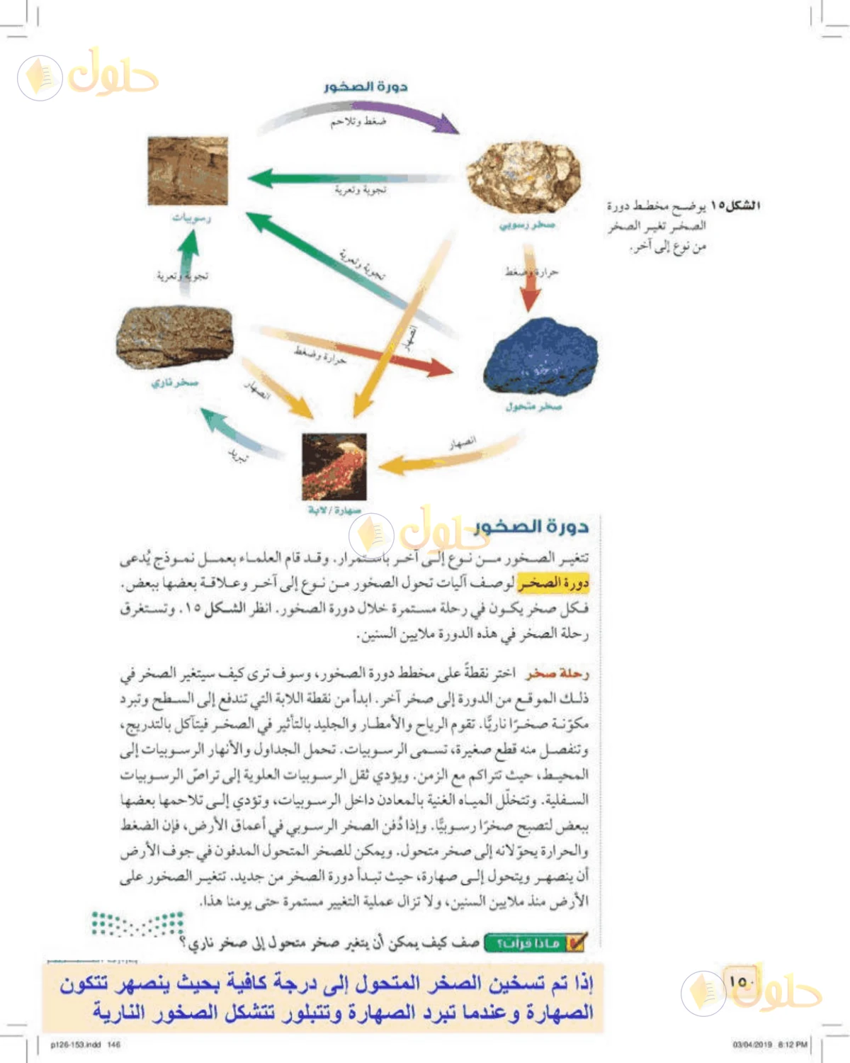 حل علوم الصف الأول المتوسط صفحة 150 الجزء 1