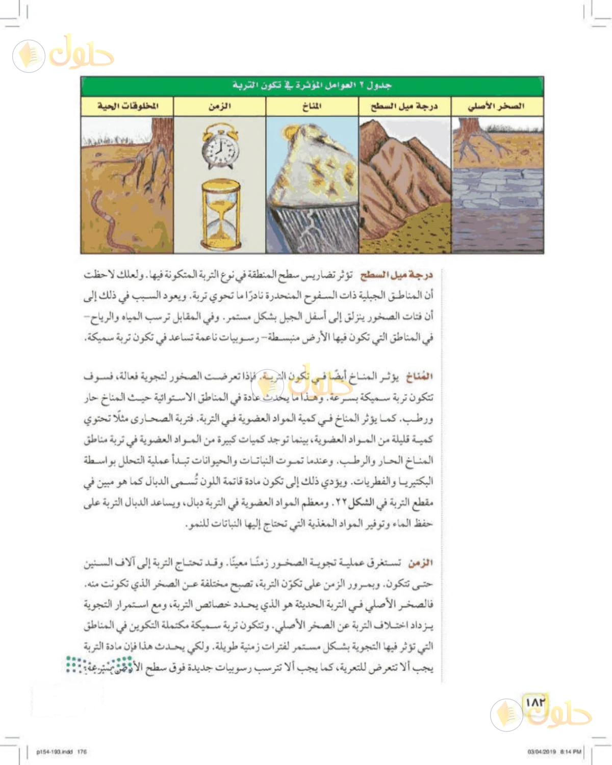 حل علوم الصف الأول المتوسط صفحة 182 الجزء 1
