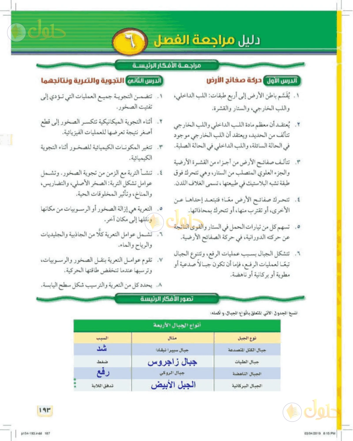 حل علوم الصف الأول المتوسط صفحة 193 الجزء 1