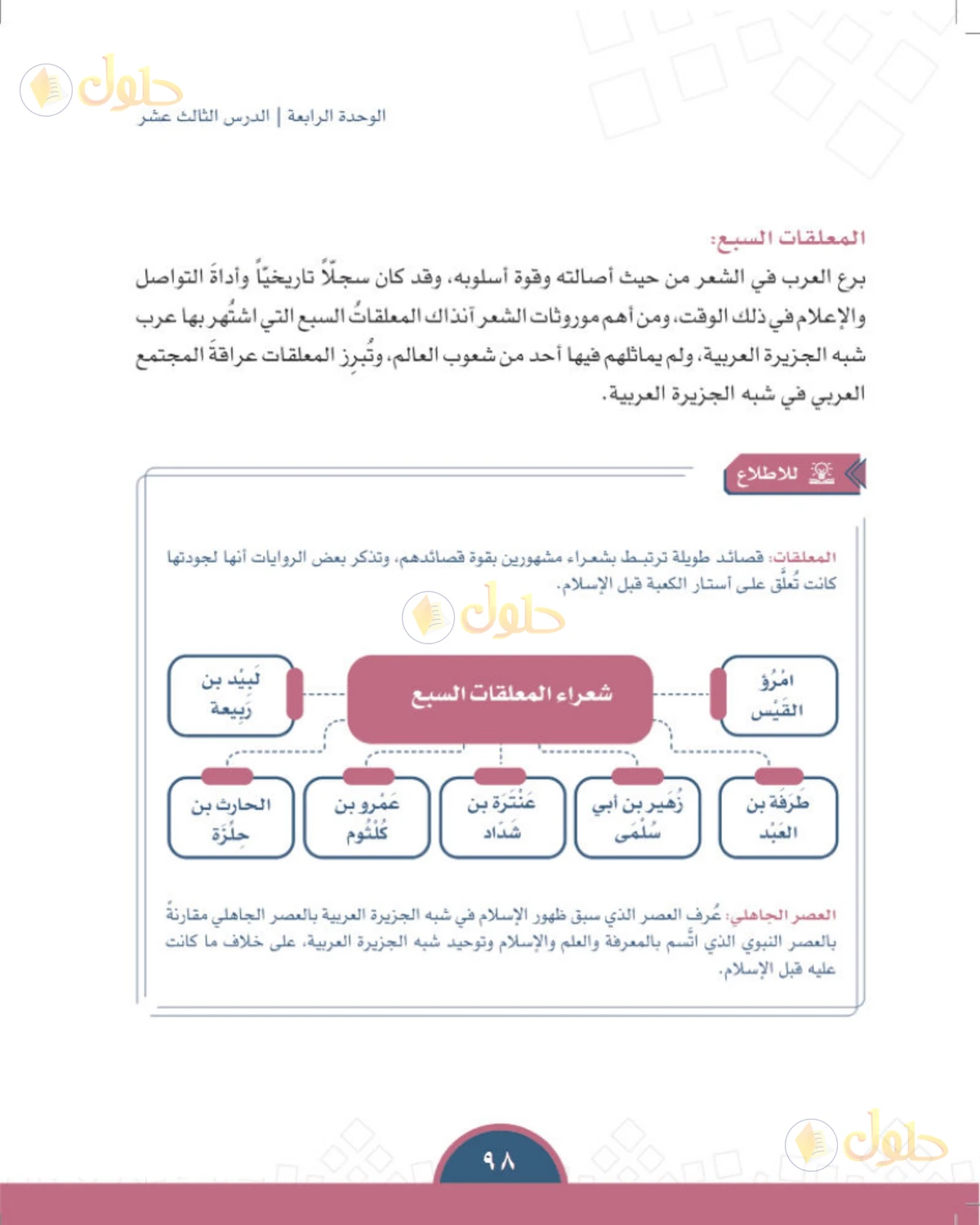 حل الدراسات الاجتماعية للصف الأول المتوسط صفحة 98