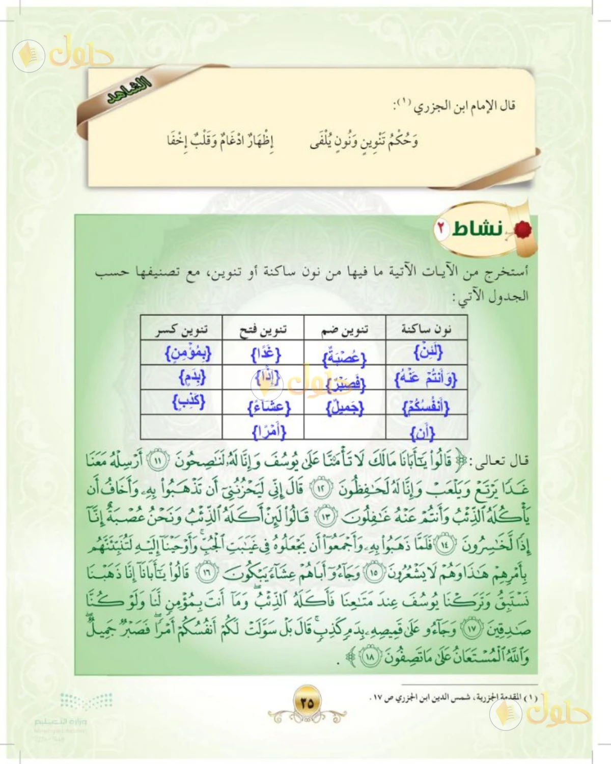 حل التجويد الصف الأول المتوسط صفحة 35