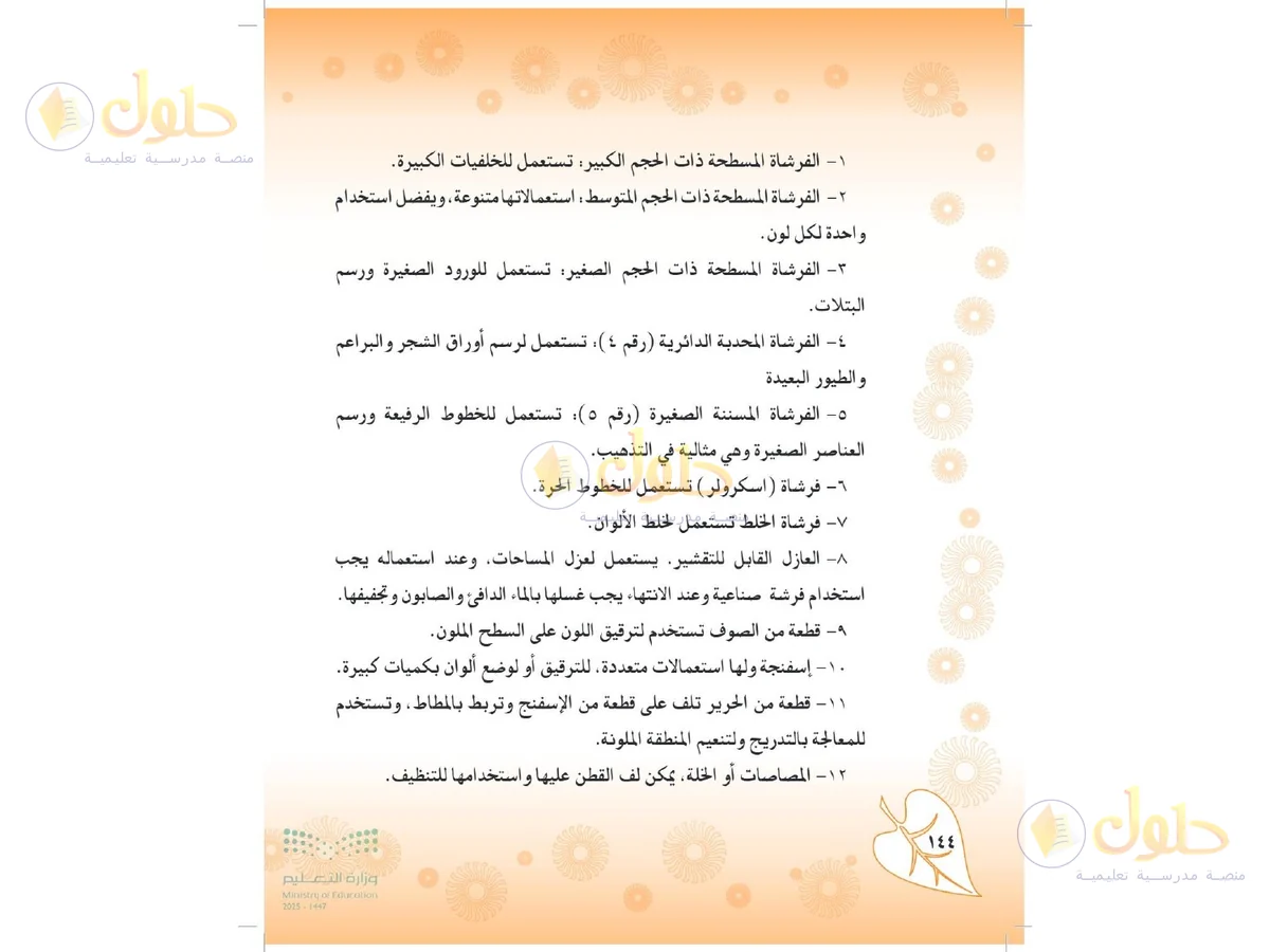حل التربية الفنية للصف الثاني المتوسط صفحة 144