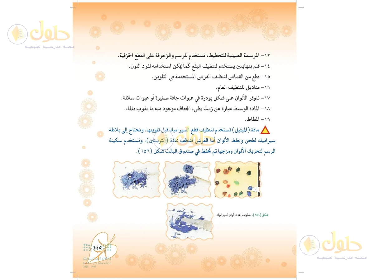 حل التربية الفنية للصف الثاني المتوسط صفحة 145