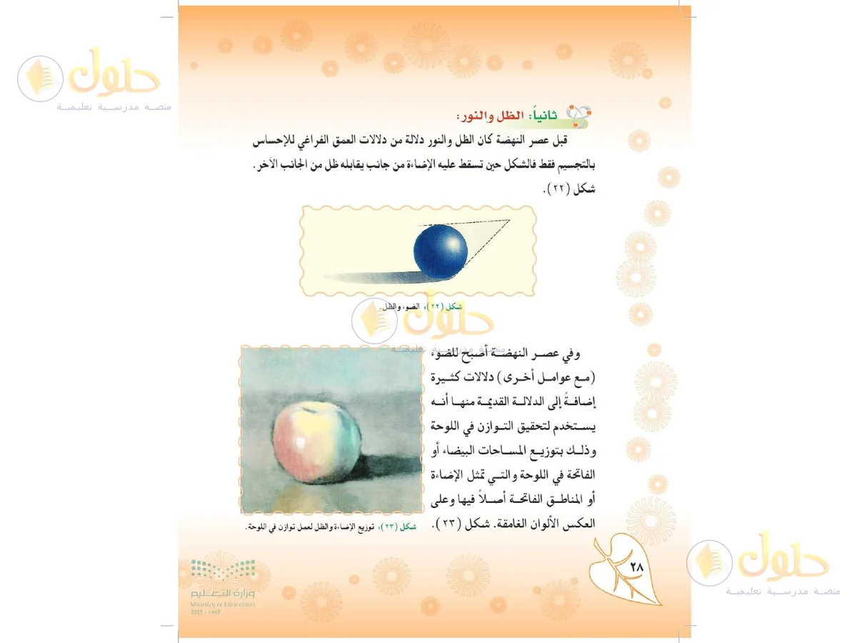 حل التربية الفنية للصف الثاني المتوسط صفحة 28