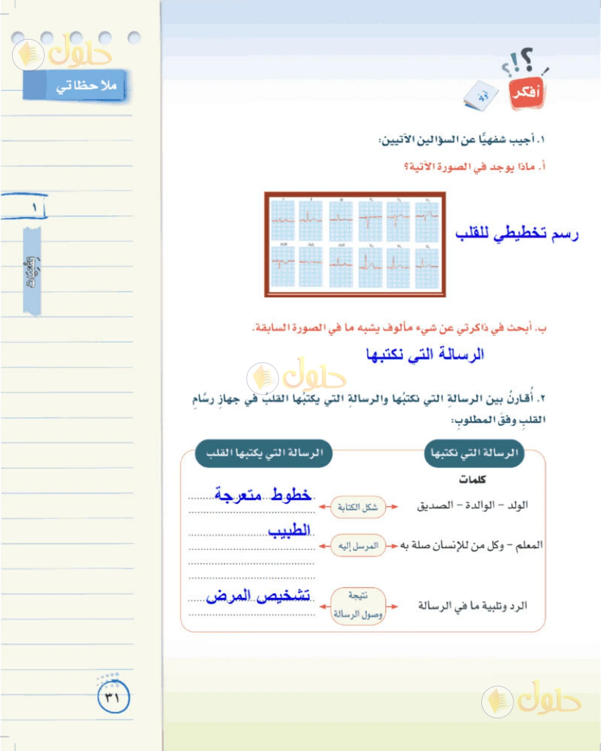 حل لغتي الخالدة للصف الثاني المتوسط صفحة 31