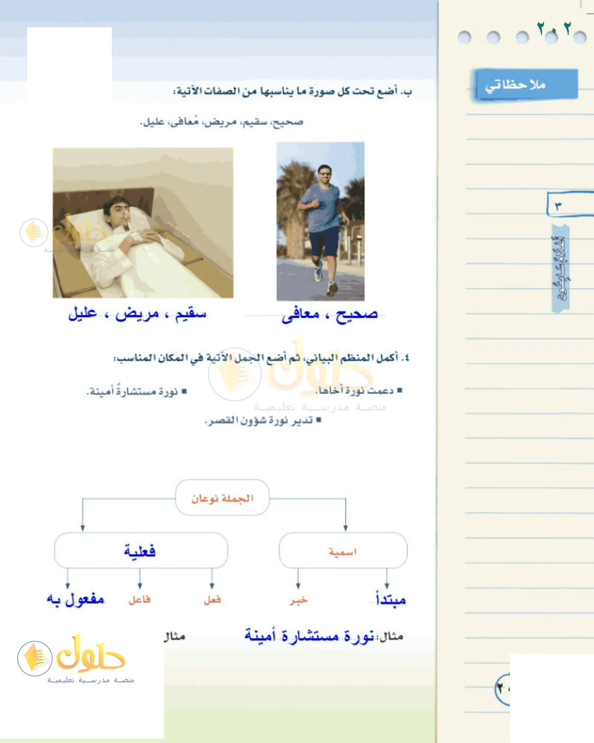 حل لغتي الخالدة للصف الثاني المتوسط صفحة 202
