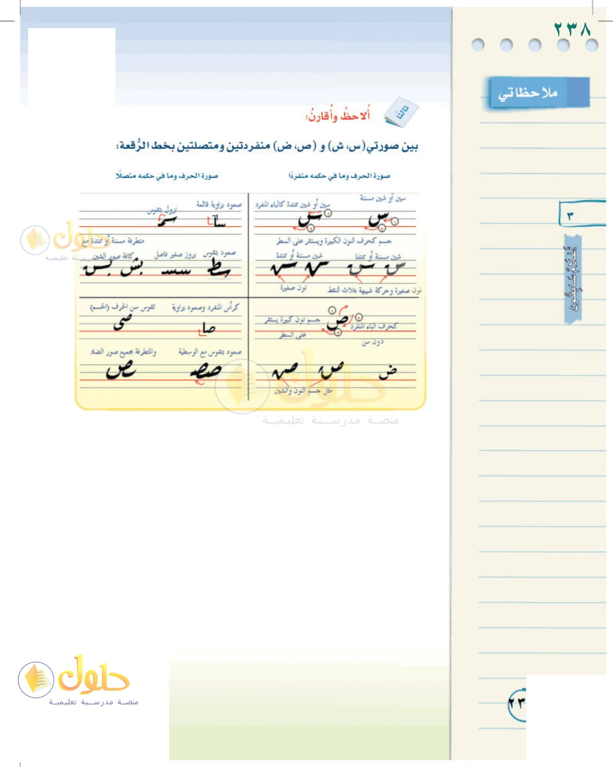 حل لغتي الخالدة للصف الثاني المتوسط صفحة 238