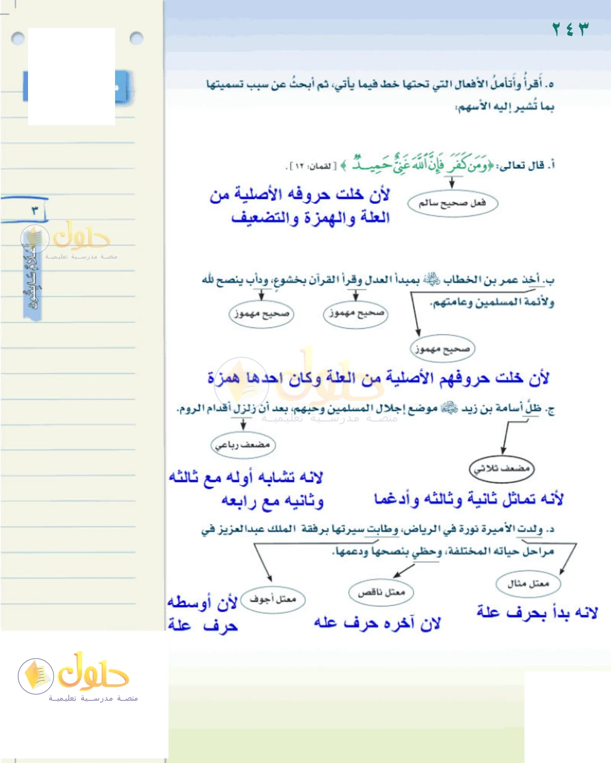 حل لغتي الخالدة للصف الثاني المتوسط صفحة 243
