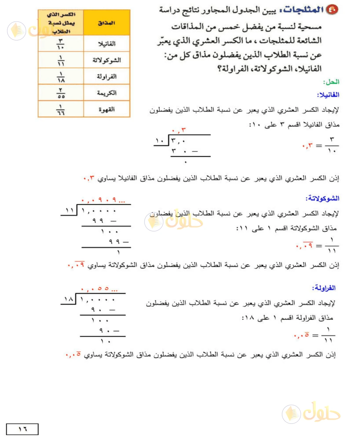 حل الرياضيات للصف الثاني المتوسط صفحة 16 - الجزء 6