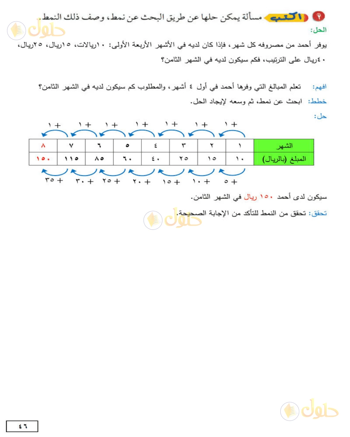حل الرياضيات للصف الثاني المتوسط صفحة 46 - الجزء 2