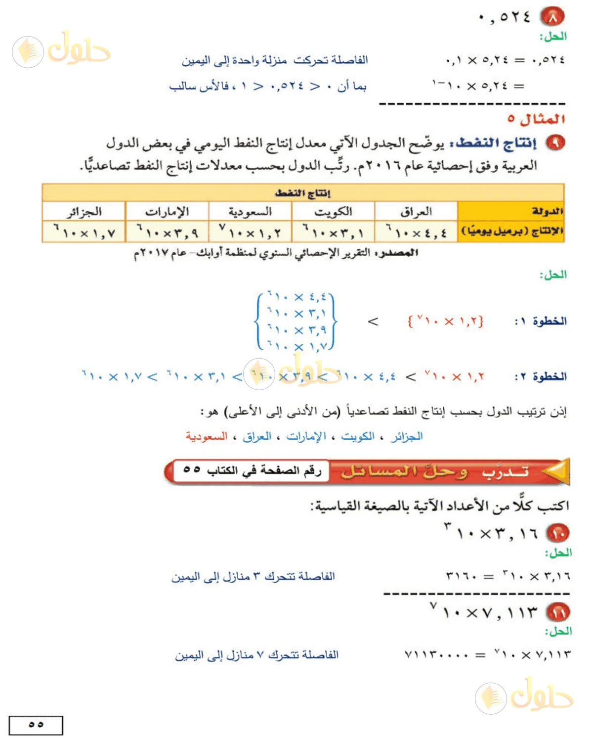 حل الرياضيات للصف الثاني المتوسط صفحة 55 - الجزء 2