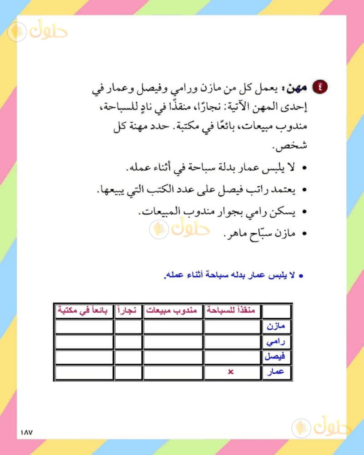 حل الرياضيات للصف الثاني المتوسط صفحة 187 - الجزء 2
