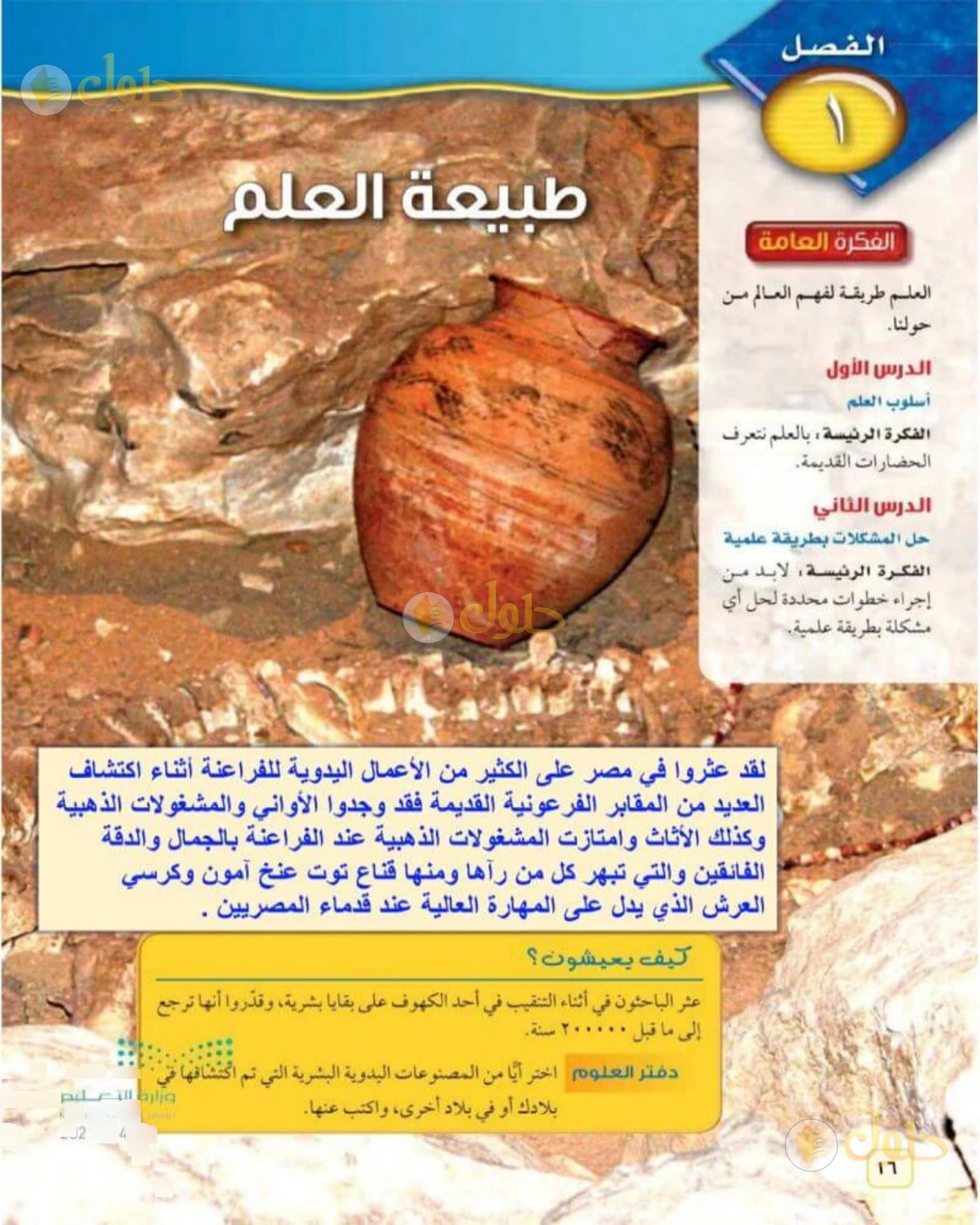 حل علوم الصف الثاني المتوسط صفحة 16 الجزء 1